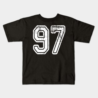 Number 97 Grungy in white Kids T-Shirt